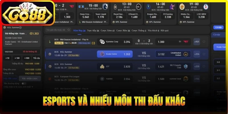 Esports và nhiều môn thi đấu khác