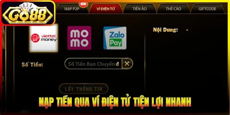 Nạp tiền qua ví điện tử tiện lợi nhanh