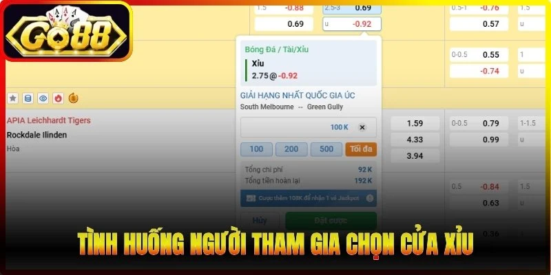 Tình huống người tham gia chọn cửa xỉu